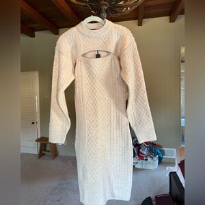 House of Harlow 1960 Textured Knit Cream 2 Piece Sweater Dress Set